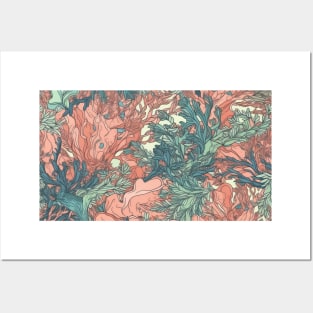 Pastel Coral Design Pattern V1 Posters and Art